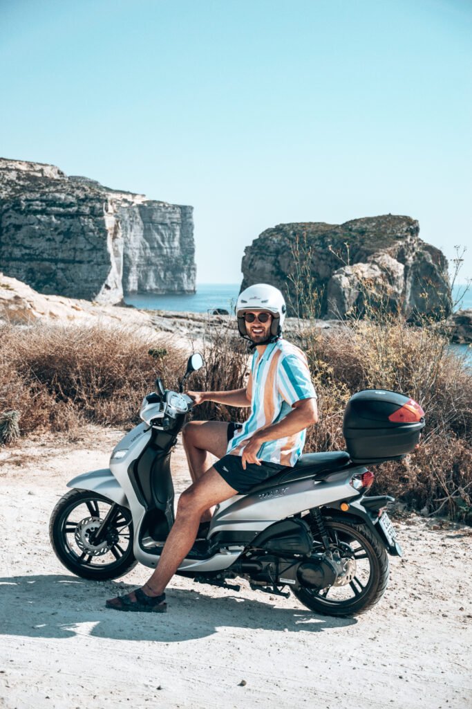 Scotter with an amazing view at the Azure WIndow