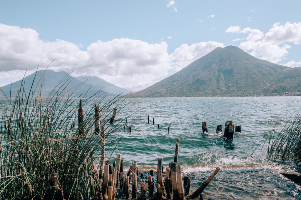 A view of Lake Atitlan and its many volcanoes