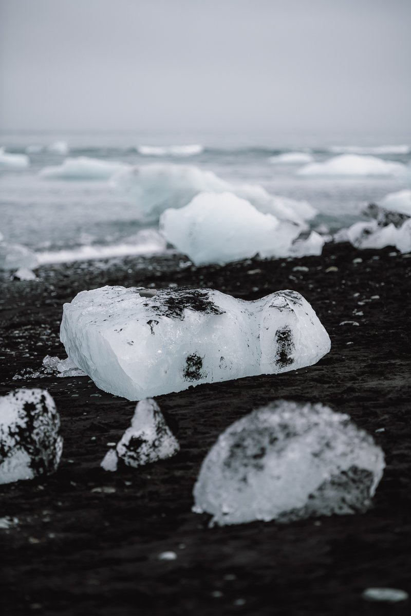 Some small icebergs on diamond beach iceland