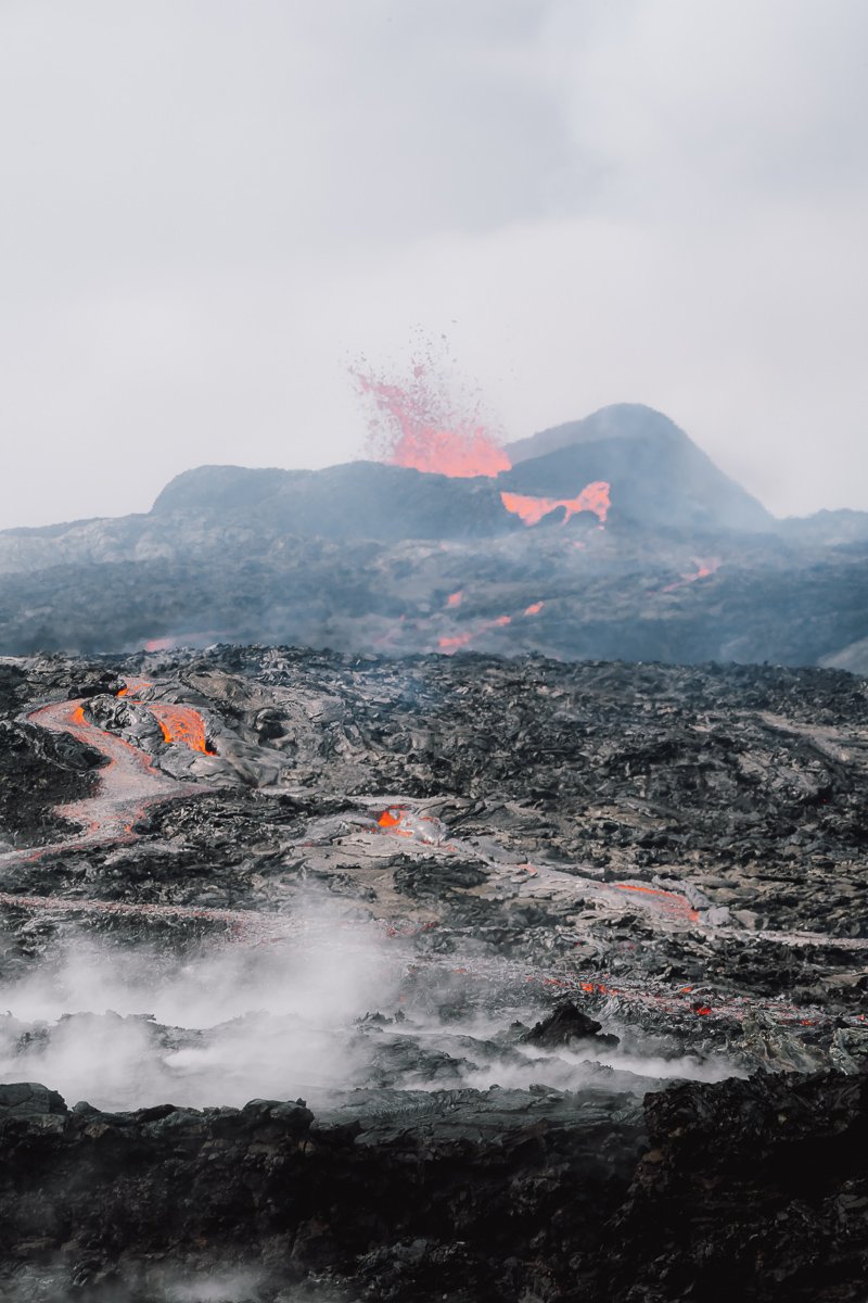 The erupting Fagradalsfjall Volcano which is iceland newest active volcano