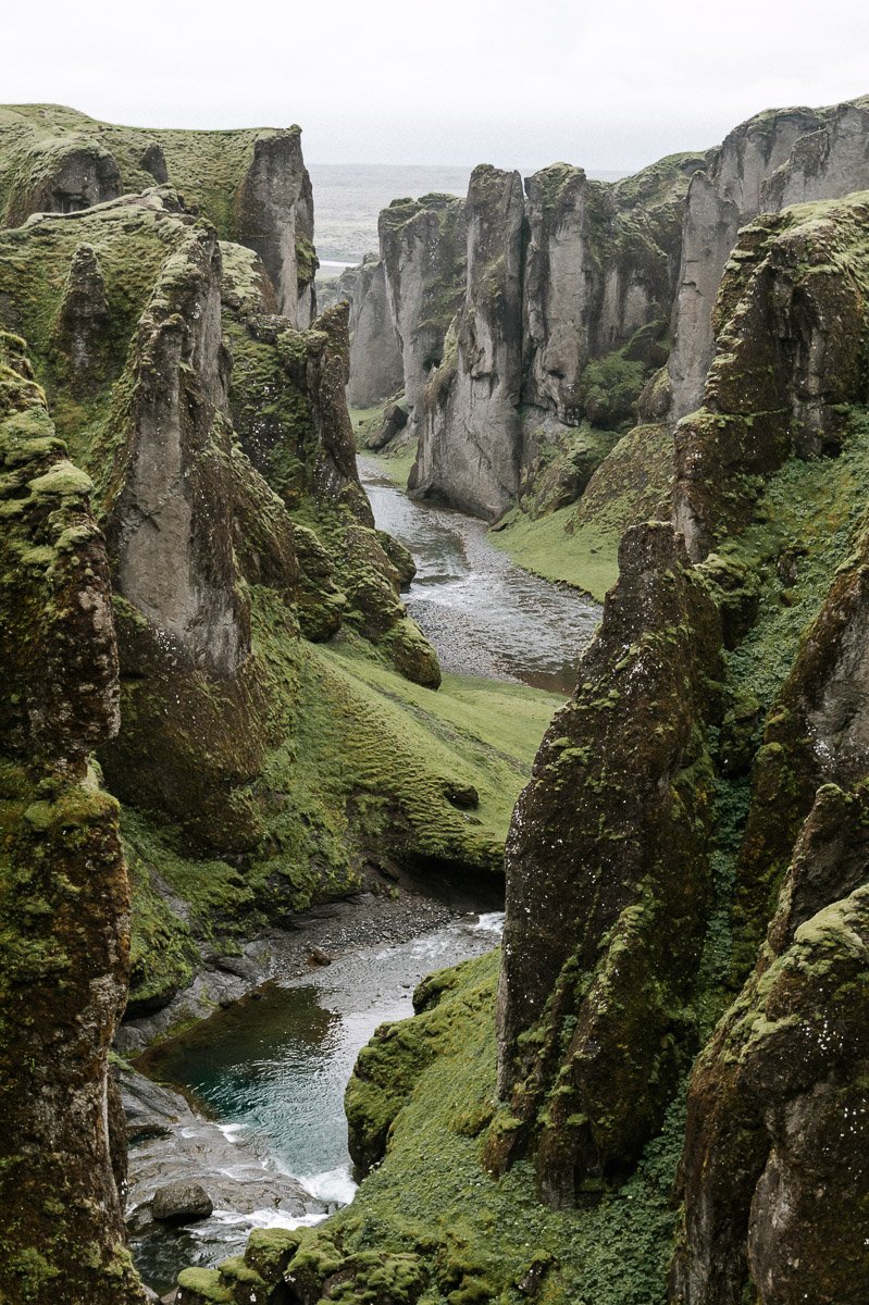 The view of Fjaðrárgljúfur in Iceland