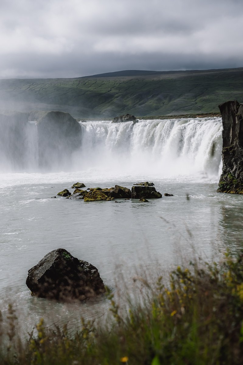 View of the waterfall Godafoss in Iceland which is just off the Ring Road