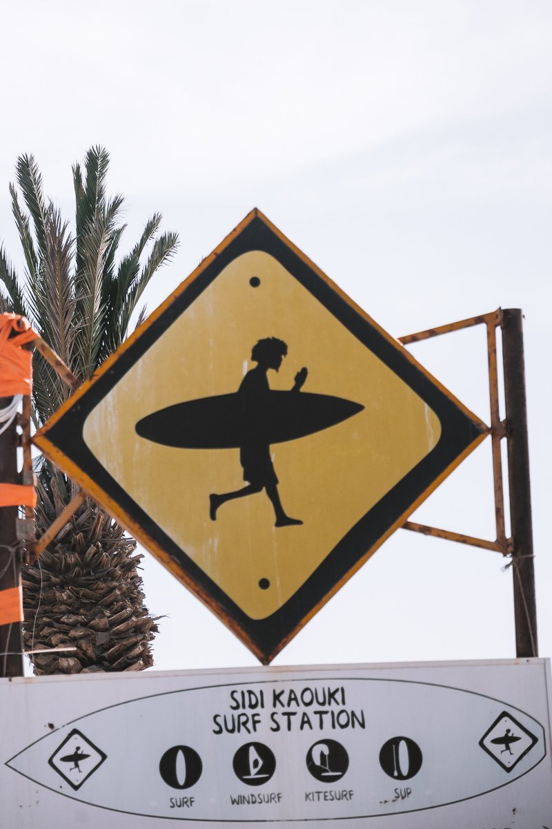 Surf sign during a day trip to sidi kouki in essaouira